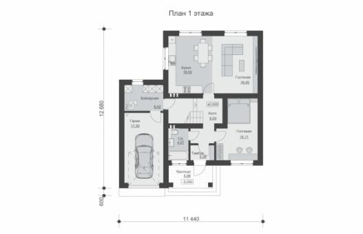 Двухэтажный дом с гаражом и четырьмя спальнями